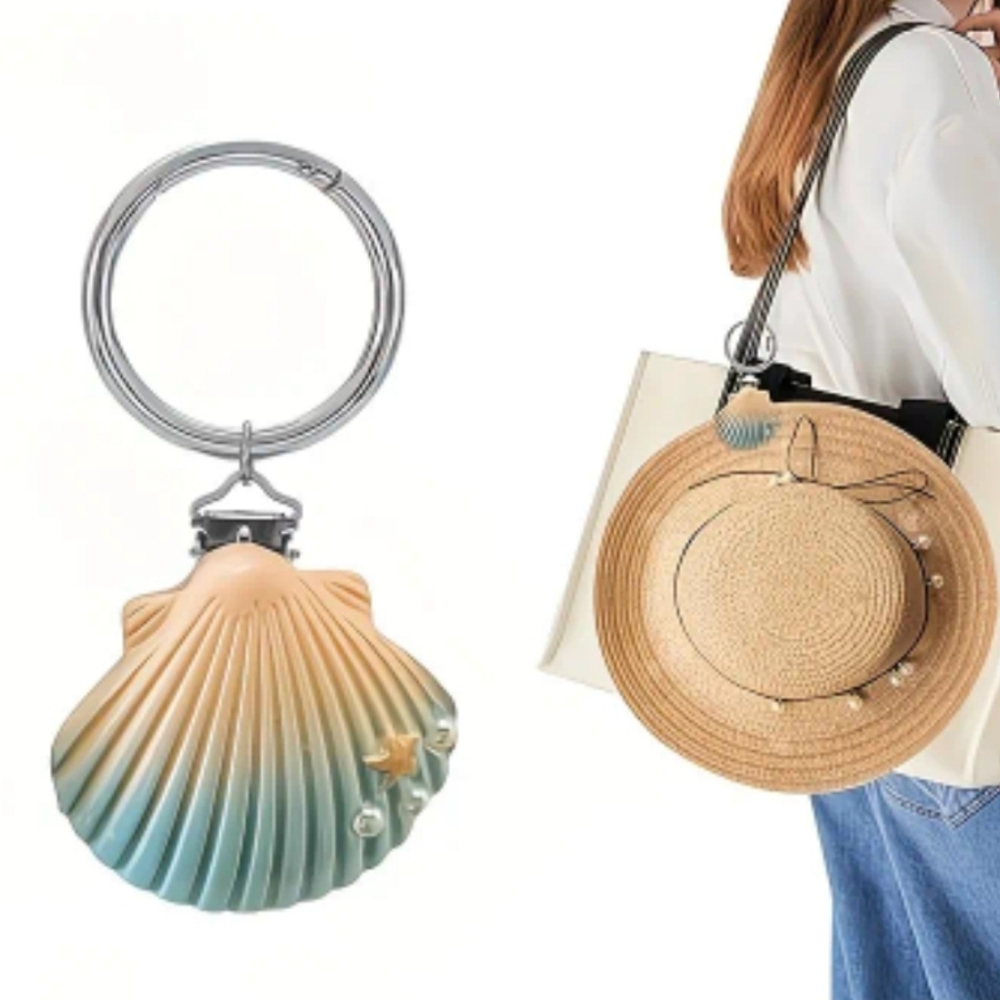 🆕️👒🐚GREEN & PEACH SEA SHELL HAT CLIP 🐚👒